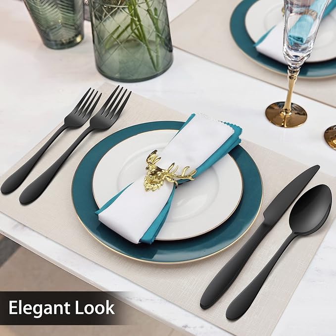 LIANYU 36-Piece Black Flatware Set - Image 3