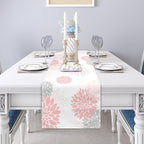 Dahlia Flower Table Runner 13x36 Inch Farmhouse Pink Gray Runners Modern Table - Image 3