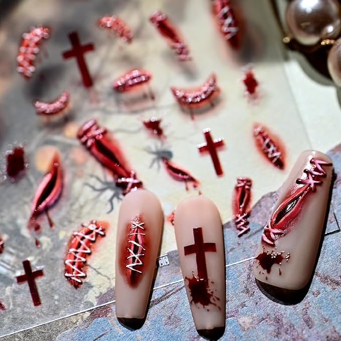 2pcs Halloween Nail Stickers for Art Gothic Punk Nail Stickers