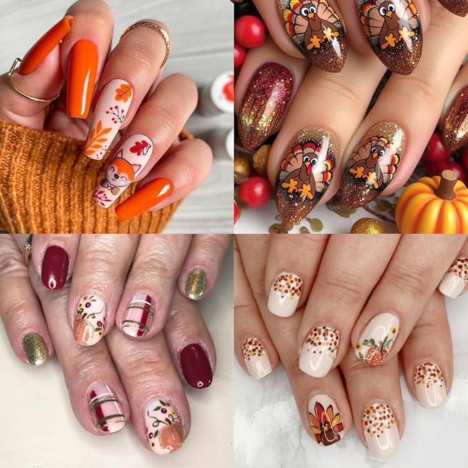 6 Sheets Fall Nail Stickers 3D Self-Adhesive Thanksgiving Nail Stickers with 5D Embossed Maple Leaf Nail Art Sticker Squirrel Pumpkin Leaves Design Autumn Nail Decals for Holiday Manicure Decorations