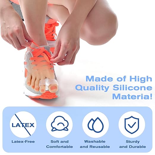 Bunion Corrector Gel Toe Separators with 2 Loops Silicone Big Toe Spacers Suitable for Bunion and OverlapToe (Pack of 12)