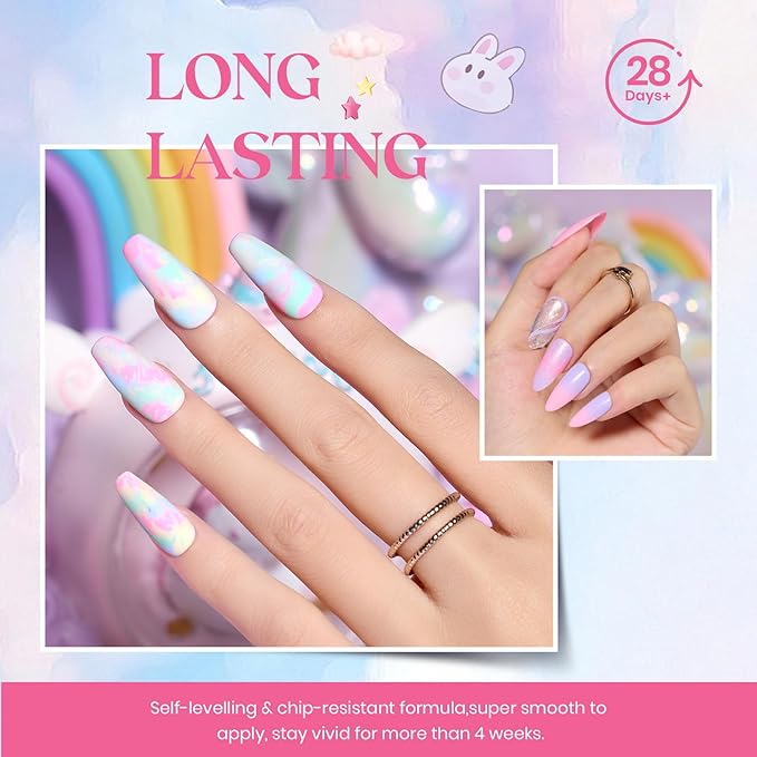 Beetles Gel Nail Polish Set,24Pcs Pink Purple Pearl Blue Shimmer Chameleon Green Colors Gel Polish Kit, 3Pcs Base Top Coat Double-ended Brush Soak off UV Nail Polish Christmas Gifts for Women