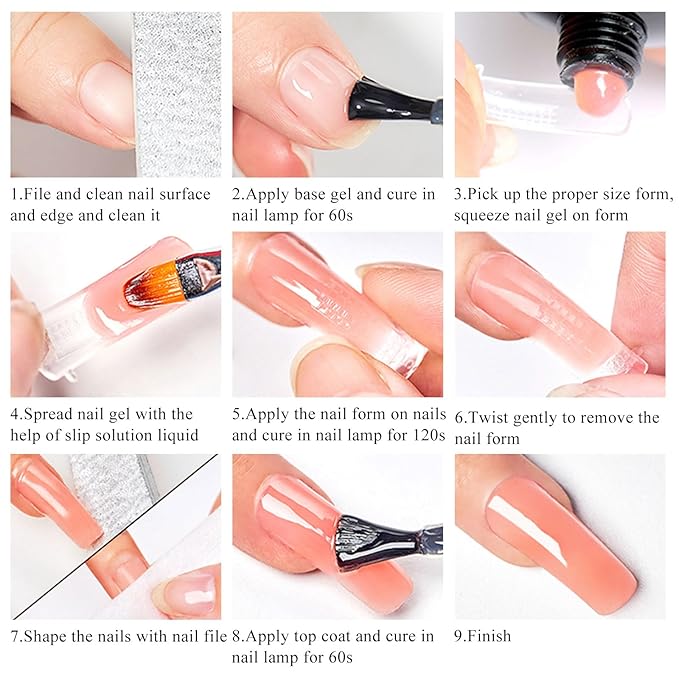 MEET ACROSS Poly Nail Gel 10Pcs Nail Extension Gel Set and Nail Extension Starter Kit for Beginners Nail Art DIY Home Gifts for Women (SET-5, 10pcs)