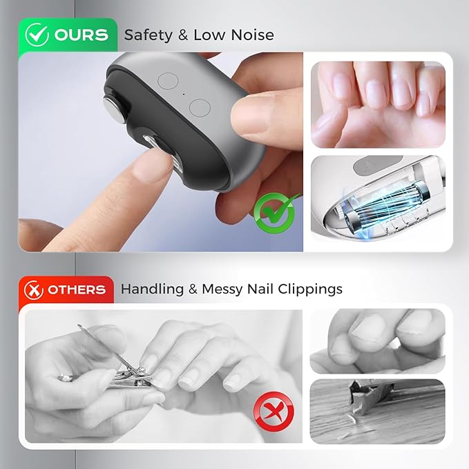 2 in 1 Electric Nail Clippers for Seniors, 2025 New Electric Polishing Automatic Nail Clippers, Electric Nail Trimmer for Fingers and Toes with 2 Adjustable Speeds for Senior Adults (Mix)
