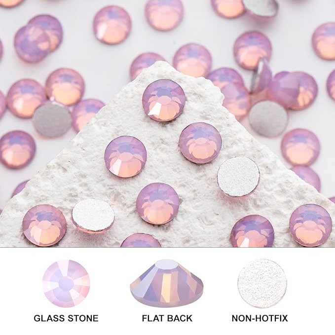 Novani 3000 Pieces Flatback Rhinestones Glass Round Gems Pink Opal Crystals for Nail Art DIY Crafts Clothes Shoes,SS8,2.3-2.5mm