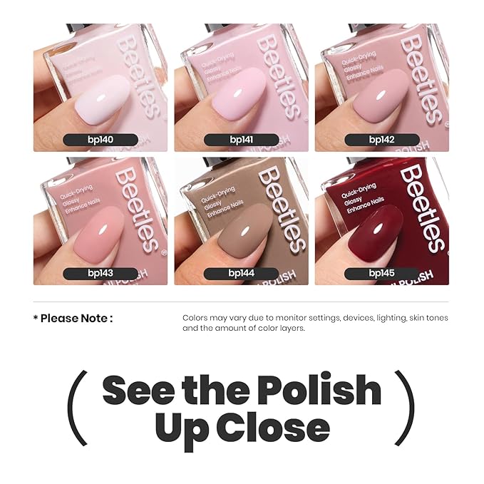 Beetles Fall Nail Polish Set Coconut Mousse 6 Colors, Nude Nail Polish Quick Dry Long Lasting Neutral Brown Red Pink Lacquer Glossy for Christmas Women Salon DIY Nail Art