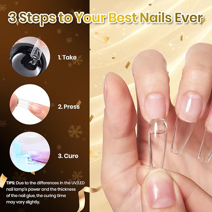 Beetles Solid Nail Glue Gel for False Tips, 15g Strong Adhesion for Press on Acrylic Tips, Clear Hard Gel 3D Sculpting for Christmas Nail Art UV Light Cured