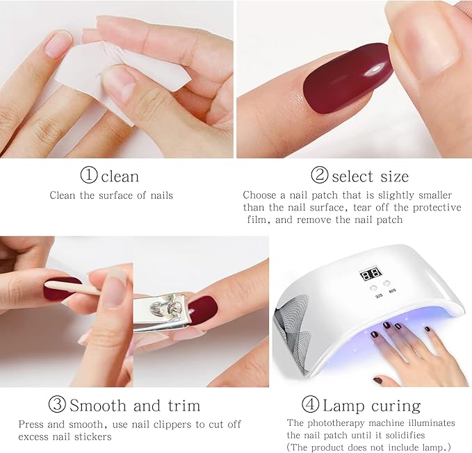 JMEOWIO Semi Cured Gel Nail Strips Transparent Gel Nail Stickers Nails Art Design Decoration Accessories