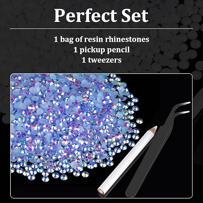 2000pcs 6mm Resin Rhinestones Bulk, Sky Blue AB Flatback Round Jelly Rhinestones Bedazzling Non Hotfix Crystal Gems Large Quantity Wholesale for DIY Crafts Clothes Tumblers Face Makeup Manicure