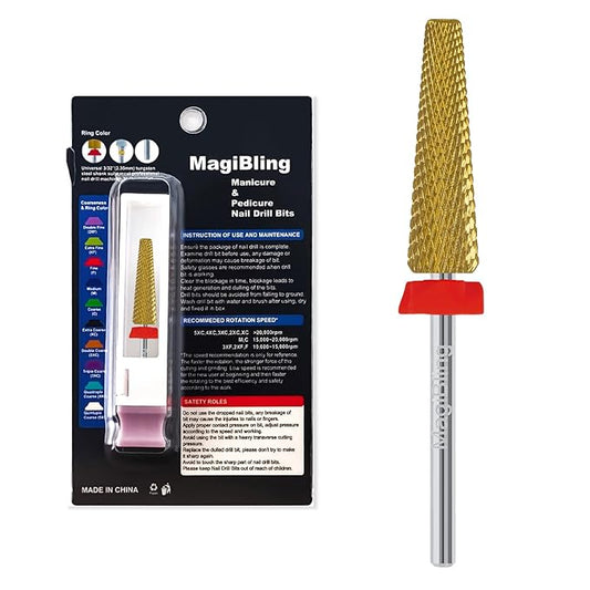 24mm Super Long 5 in 1 Nail Drill Bits, Professional 3/32'' Tungsten Carbide Bits, Fast Gel Removal for Long Acrylic Nails, Left Right Hand Use, Manicure Cuticle Hard Gel Polishing, Fine