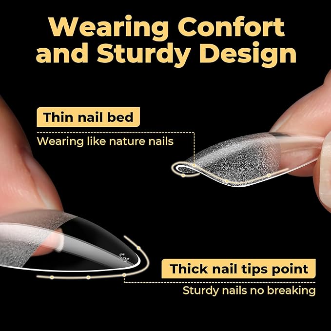 UNA GELLA Halloween Stiletto Gel Nail Tips 600Pcs, Medium Stiletto Press on Nails Almond Shape Pre Etched Full Cover Soft Gel Nails Tips for Nail Extensions Art DIY Salon 12 Sizes at Home