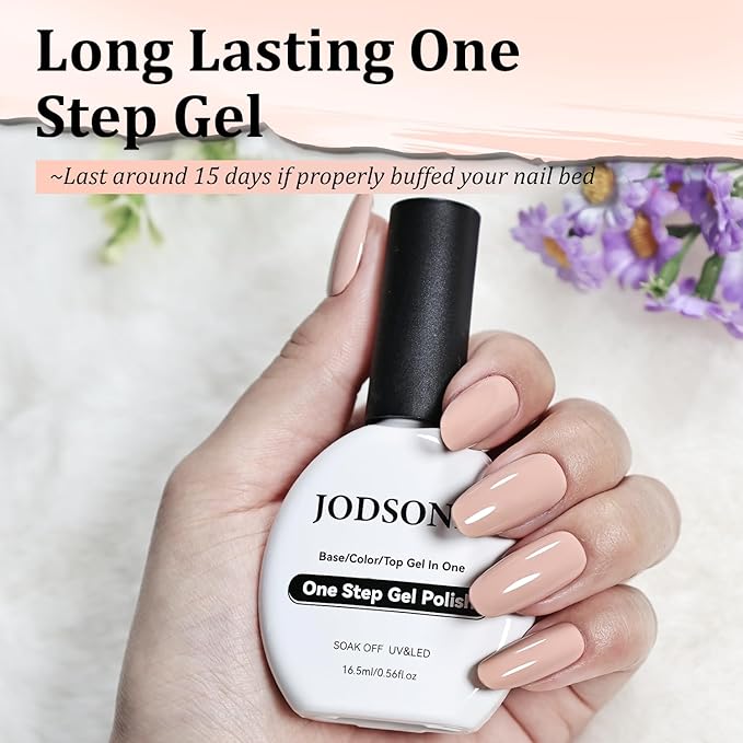 JODSONE Nude Gel Polish Top Base Coat,16.5ml 3-in-1 One Step Gel Polish,Base Color Top Gel in One, Save Time,Long Lasting