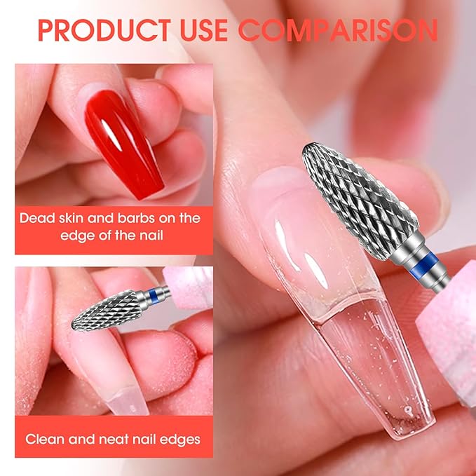 5 Pack 3/32" 5 in 1 Professional Carbide Nail Drill Bits Sets, Tungsten Safety Drill Bits Tech, Cuticle Bit Fast Remove for Manicurist Nail Salon Manicure Pedicure Gel Polishing (5 Shapes)