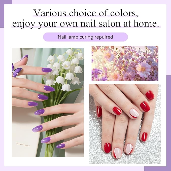 Phoenixy Gel Nail Polish 25+5 PCS Gel Nail Polish Kit with Black White Pink Blue Purple Suitable for All Seasons for Women