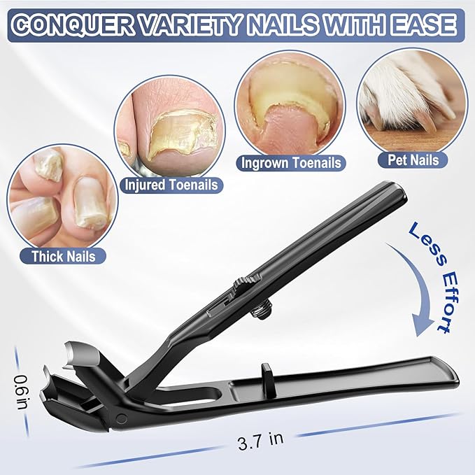 Toenail Clippers for Seniors Thick Toenails, Upgrade Angled Head Large Toe Nail Clippers for Men with Wide Jaw Opening, Sharp Heavy Duty Fingernail Clipper Cutter with Catcher