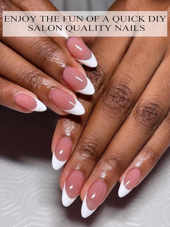EBANKU 52Pcs Semi-Cured Gel Strips for Toes, Real Polish Sticker, Long-Lasting French Manicure Stickers, Salon Nails at Home, Requires UV Light With Nail File & Stick