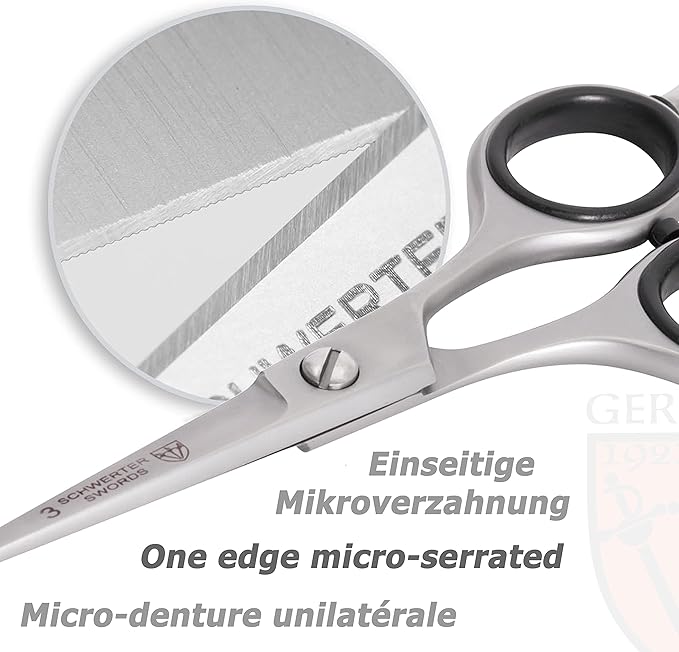 3 Swords Germany – professional NOSTRIL NOSE and EAR HAIR SCISSORS trimmer, stainless steel, straight blade rounded tip with black case for men and women
