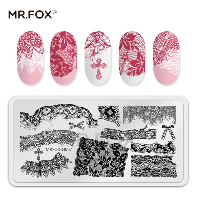 5 Pcs Nail Stencils Plates for Nail Art - Lace Butterfly & Distressed Design, Reusable Stainless Steel Nail Stamping Templates for Manicure
