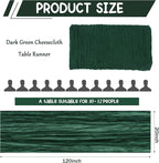 10 Pack Dark Green Cheesecloth Table Runner 10FT Boho Gauze Fabric Table Runner - Image 2
