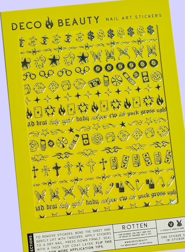 Deco Beauty Rotten Nail Stickers - Lightweight & Easy-to-Apply Nail Art with Cute & Trendy Designs - Durable & Long-Lasting Nail Stickers for Women, Ideal for DIY Manicures