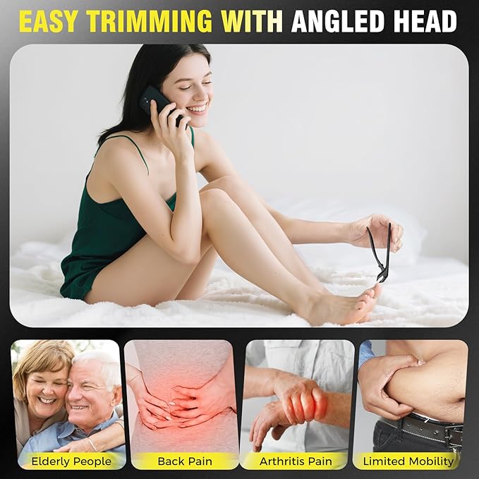 2025 Upgraded Toenail Clippers for Seniors Thick Toenails, Angled Head Large Toe Nail Clippers for Men with Catcher, Heavy Duty Sharp Fingernail Clipper with Long Handle, Wide Jaw