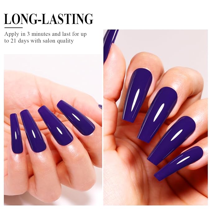 Imtiti Purple Gel Nail Polish, 15ML Dark Purple Blue Gel Polish for Autumn Winter, DIY Nail Art Starter Kit
