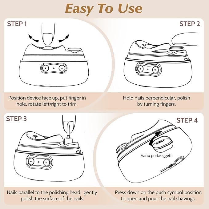 Electronic Nail Clipper 4-in-1 Trimmer with File, Polisher, UV Light & Nail Scraps Storage- Rechargeable Portable Kit for Safe & Precise Nail Care (Not for Thick Nails)