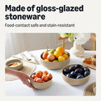 Amazon Basics Glazed Stoneware Serving Bowls, 3-Piece Set, Dishwasher-Safe - Image 3