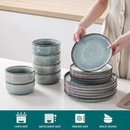vancasso PLAYA Plates and Bowls Sets, 18 Pieces Light-Blue Dinnerware Sets - Image 4