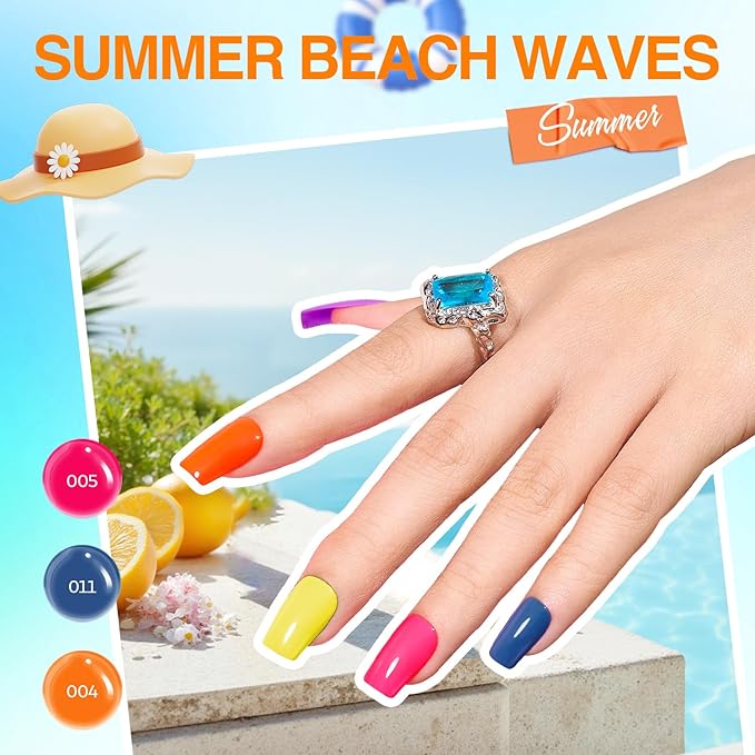 MEFA Gel Nail Polish Set, 23 Pcs Burgundy Red Brown Gel Polish Set Collection Summer Neon Classic Orange Black Navy Blue Glitter Nail Polish Starter Set with Glossy & Matte Top Base Coat Nail Art Gift