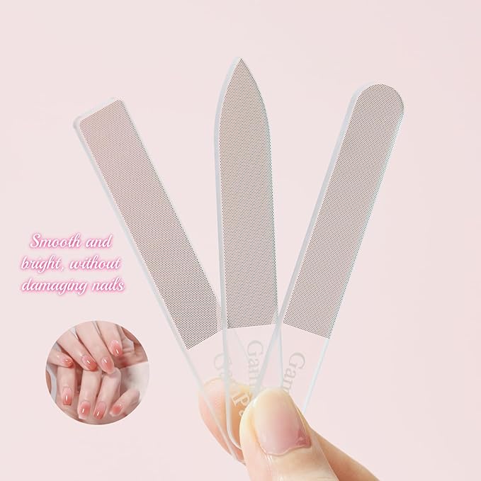 3PCS Glass Nail Files for Natural Nails - Reusable High-Quality Glass Nail File with Fine Abrasive Particles, Trims Shines and Buffs Nails, Safe Nail-Friendly Physical Polishing