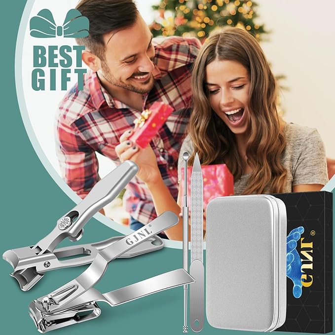 Stocking Stuffers 2025, Toenail Clippers for Thick Toenails for Seniors - Wide Jaw Nail Clippers for Men & 360 Degree Rotary Toenail Clippers for Seniors, Christmas Xmas Presents Gifts for Adults