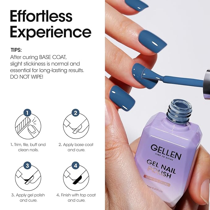Gellen Gel Nail Polish, 18ml Haze Blue Dark UV LED Soak Off Polish for Nail Art DIY Manicure - Home Salon Gifts for Women Girls