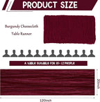 10 Pack Burgundy Cheesecloth Table Runner 10FT Boho Gauze Fabric Table Runner - Image 2