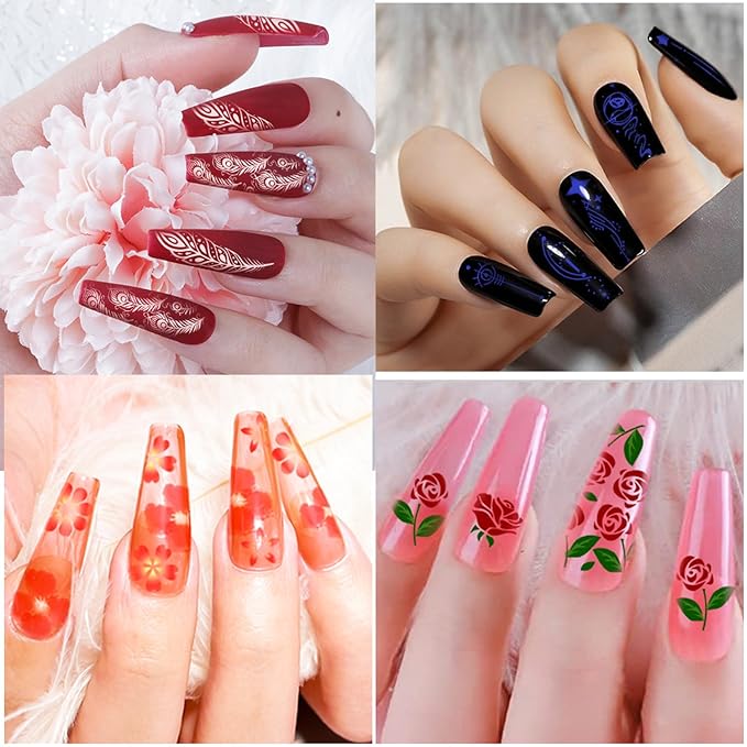 Biutee Nail Stamping Plates Set 15PCS Nail Art Stamper Scraper Nail Art Stamping Kit with Storage Bag Gift Box Nail Stamp Template Kit Lace Flower Butterfly Star Christmas Halloween Holiday Design