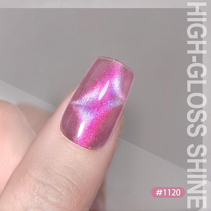 RARJSM Purple Blue Aurora Cat Eye Gel Nail Polish Multichrome Color Glitter Dark Violet Candy Glass Diamond Cat Eye Gel Polish with Magnet Stick Soak off UV LED Curing Requires Home Salon Diy Nail Art
