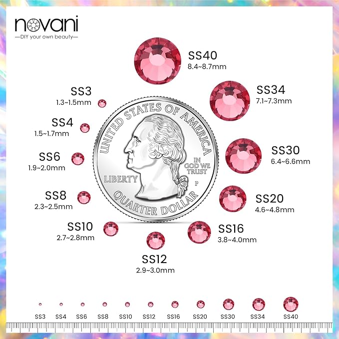 Non Hotfix Flatback Rhinestones for Crafts, Glass Nail Gems, Crystals for Makeup Bags, Shoes Decoration DIY (SS10, 1440pcs, Rose)