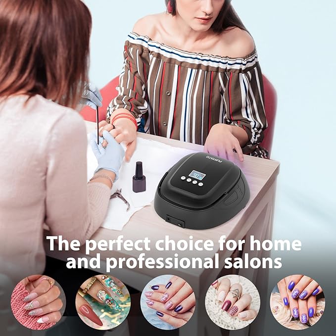 126W Cordless Rechargeable UV LED Nail Lamp, Fast Curing Gel Nail Dryer with 4 Timers, Portable Professional Nail Light for Salon and Home (Matte Black)