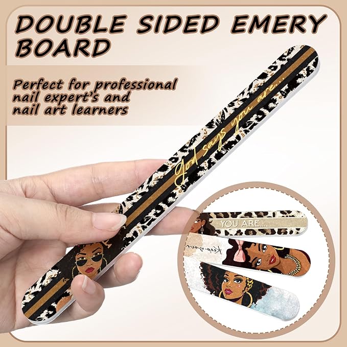 Lothee 50 Pack Nail Files Black African Women Board Nail File for Natural Nails Double Sided 150 Grit Emery Boards Professional Fingernails Emery Boards Buffer Manicure Tool for Women Gifts