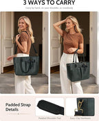 Laptop Tote Bag for Women, Leather Work Tote Bags - Image 3
