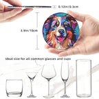 Australian Shepherd Stained Dog Breed Glass Art Leather Drinks Coasters - Image 3