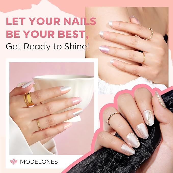 modelones Nail Polish Set 6 Colors Neutral Nude Pink Mini Skin Tones Collection Quick Dry Neutral Glitter Finger Nail Polish Home DIY Manicure Valentine's Gift for Women Girl