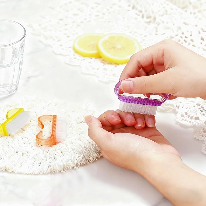 420 Pcs Handle Grip Nail Brush Bulk 5 Colors Nail Scrub Brush Pedicure Scrubbing Tool for Men and Women for Cleaner Nails and Toes