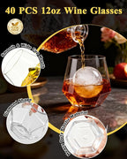 BESTSTAR 40 PCS Clear 12 Oz Diamond Plastic Wine Whiskey Glasses | Stemless - Image 3