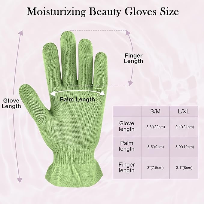 MIG4U Moisturizing Beauty Gloves Touchscreen Overnight Sleeping Glove for Women Dry Hands, Nighttime Lotion, Eczema, SPA, Cosmetic Treatment, Apple Green 3 Pairs Size S/M
