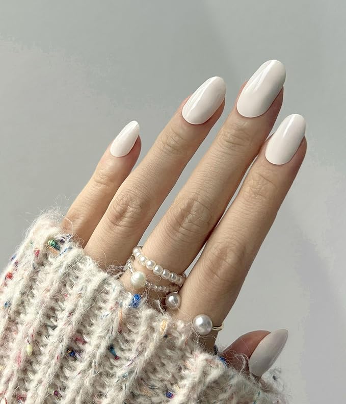 Nail Polish Strips - 22 Pcs Salon Quality Gel Nail Stickers - Long Lasting Wraps (Moonlight White)