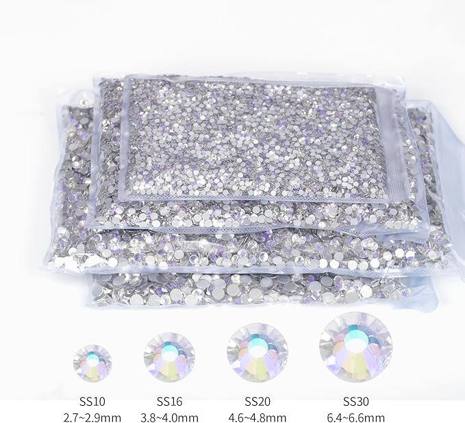 10000PCS Moonlight Rhinestones Bulk, Flat Back Crystal Glass Stone Round Gems,SS20, 4.6-4.8mm