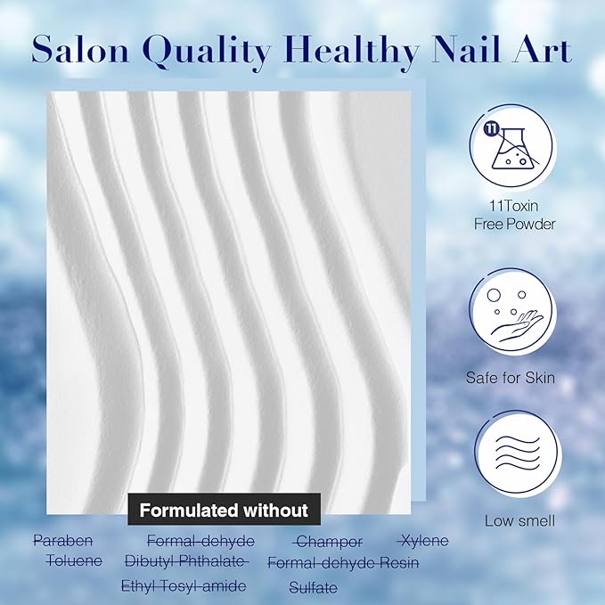 AZUREBEAUTY Christmas Dip Powder Nail Kit Winter White Navy Blue Glitter 4 Colors Acrylic Dipping Powder Liquid Set with Base/Top Coat Activator for French Nail Art Manicure DIY Gift for Women