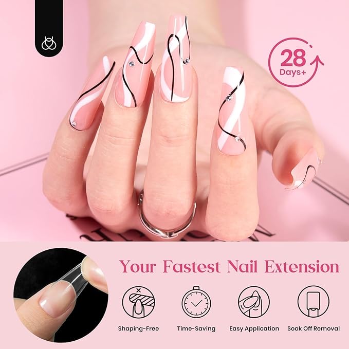 Beetles Gel Nail Tips Upgraded 15 Sizes Long Coffin Gel Nail Tips 630Pcs Pre-Shaped Clear Full Cover False Nails Easy Nail Extension for Gel Nail Polish Gift for Women