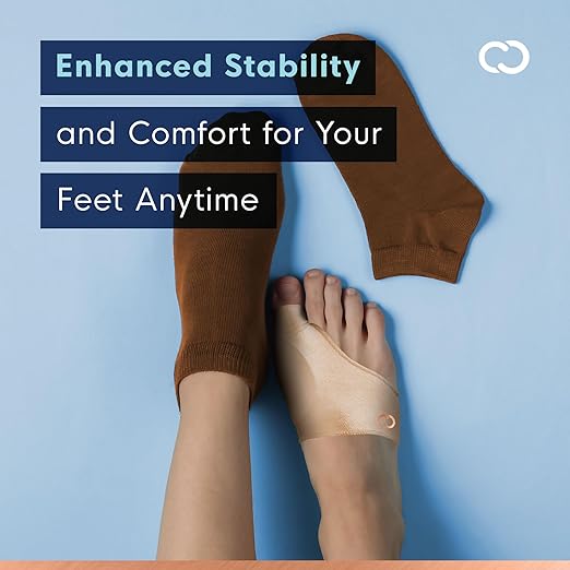 Copper Compression Bunion Corrector Relief Sleeve, Copper Infused Orthopedic Brace Big Toe Alignment, Plantar Fasciitis, Hallux Valgus Relief - Toe Straightener & Spacer for Women & Men Pair Nude LXL